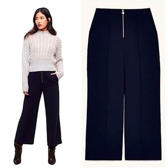 Aritzia Wilfred Nolay Wide Leg Crop Pant Size 10 in Black - Picture 1 of 7
